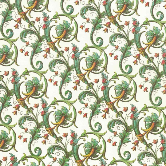 Green Blossom Florentine Flower Print Italian Paper